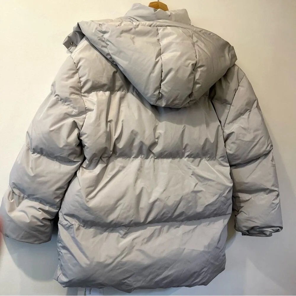 Commense Open Collar Quilted Hooded Puffer Coat S NWT Gray - Image 7