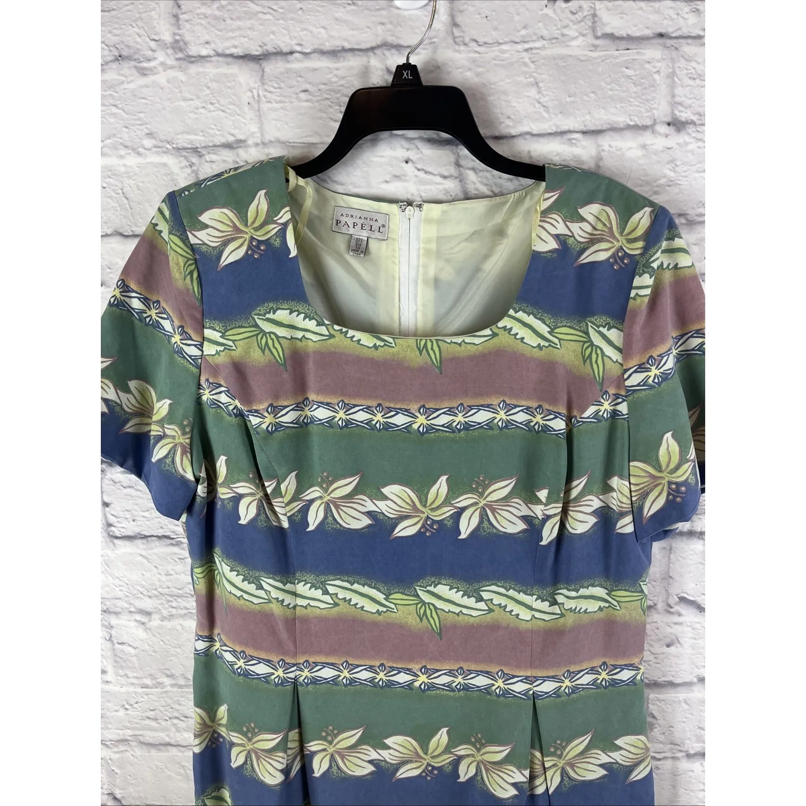 Adrianna Papell Women's Vintage 90s 100% Silk Cottagecore  Dress Size 14 - Image 8