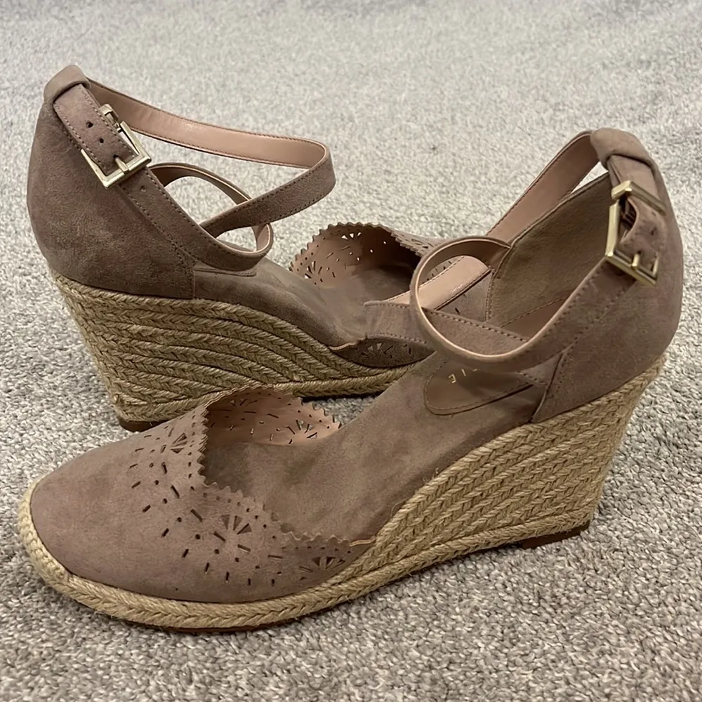 💕 Size 10 Taupe Brown Adell Espadrille Sandal Wedges Heels - Image 2