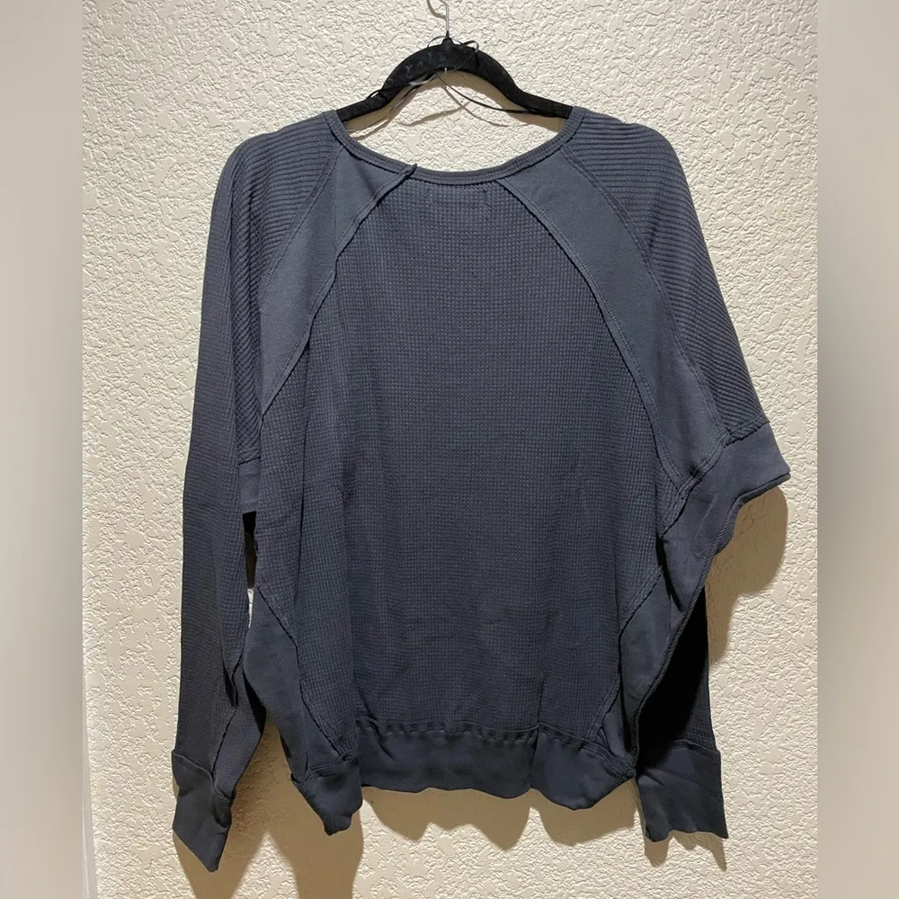 NWT Free People Santa Clara Thermal in Faded Black Size L Oversized - Image 8