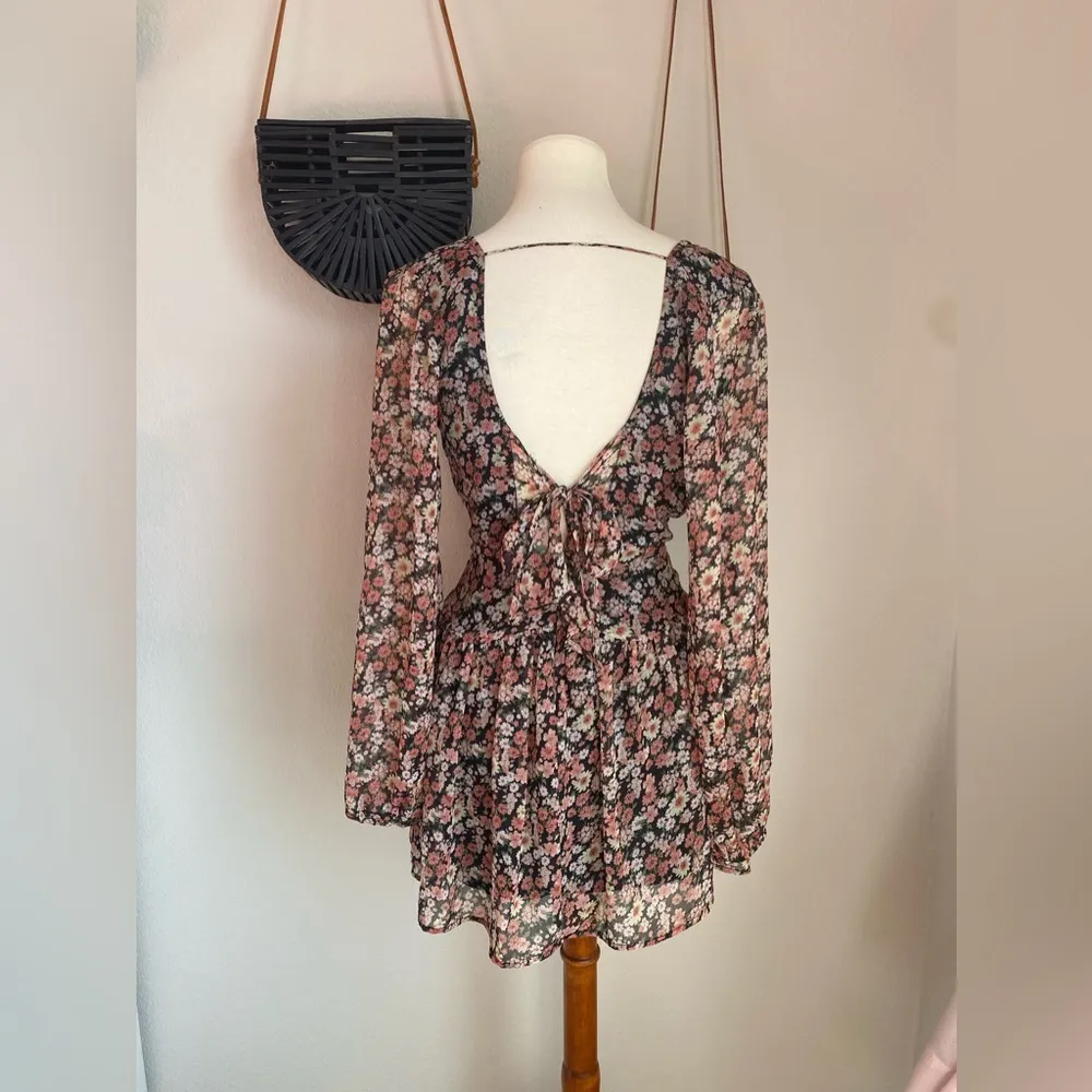 Bardot Floral Flouncy Long Sleeve Mini Dress, Size XS - Image 6