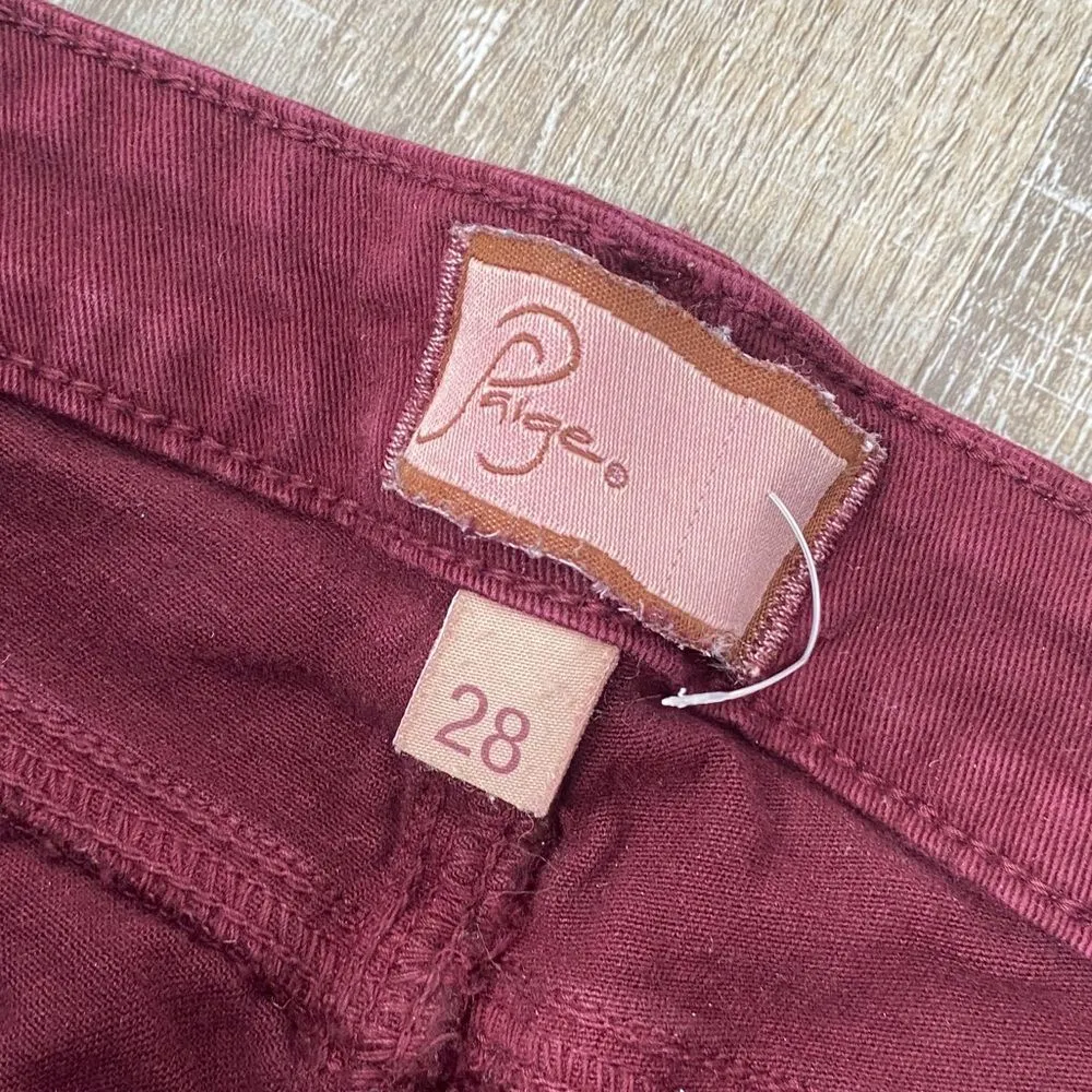Y2K Paige Peg Skinny Slim Jeans Women 28 Burgundy Maroon Swiftie Academia Preppy - Image 7