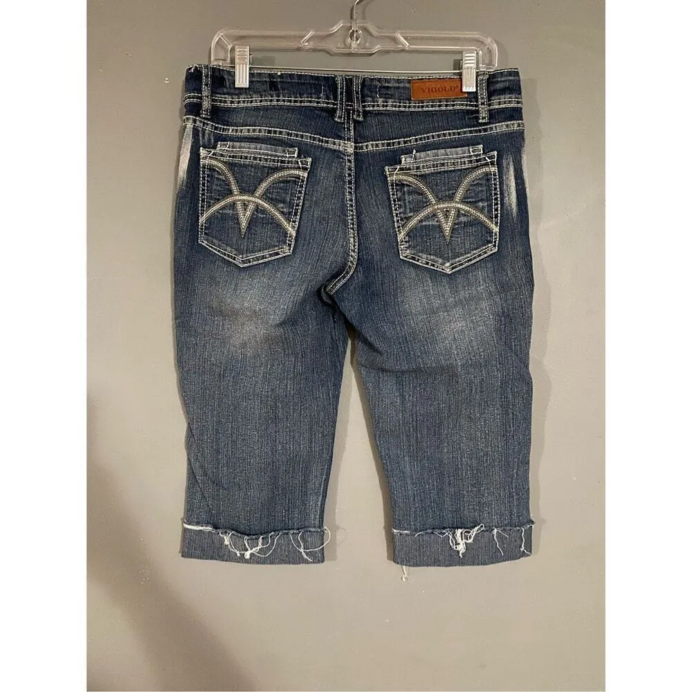 Vigold Medium Wash Distressed Denim Capris Size 7/8 (29) NWOT Blue - Image 4