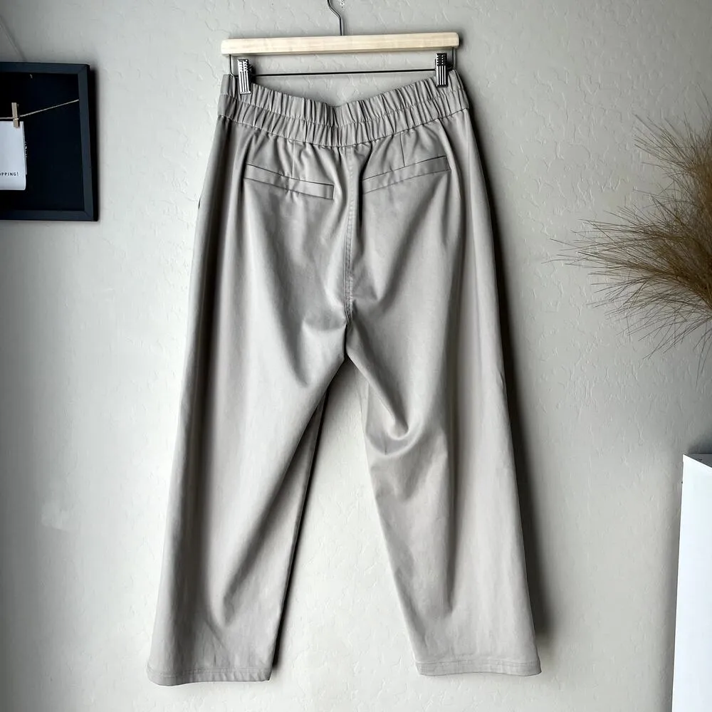 Brochu Walker Fiera Gray Cropped Straight Leg Pull-On Pleated Twill Pants Size L - Image 8