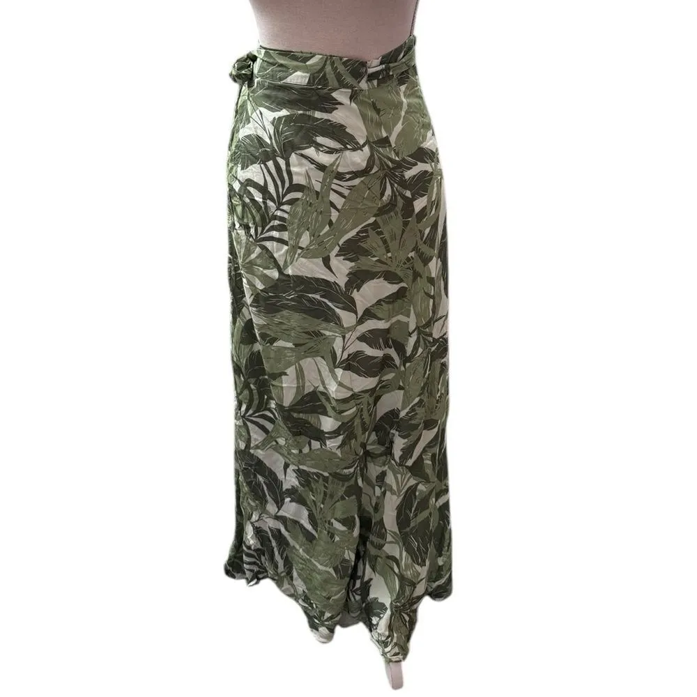 Citrine Tate Wrap Round maxi skirt Large Green Hawaiian Tropical Dreams - Image 3