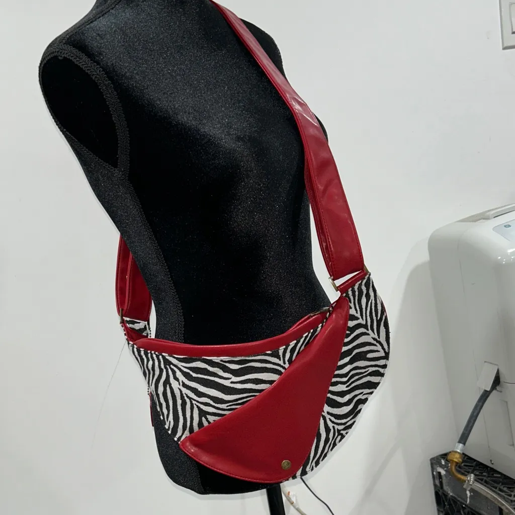Sash Elegant Red/Zebra Print Crossbody Bag Red - Image 11