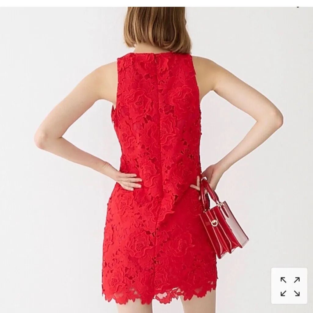 J. CREW COLLECTION Luxe Lace Sleeveless Cocktail Dress Sz 2 3D floral red - Image 2