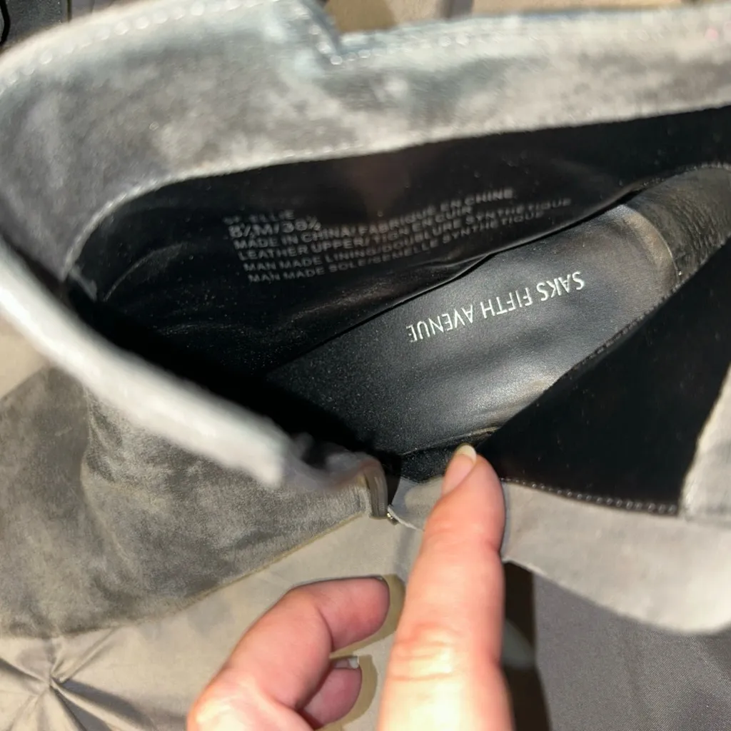 Gray Suede Boots Sz 8.5/38.5 Saks Fifth Ave Brand - Image 10