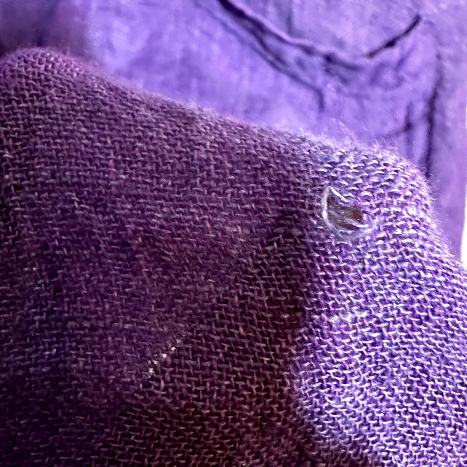 Flax Shift Dress 100% Linen Loose Lagenlook Crewneck Sleeveless Purple Large - Image 6