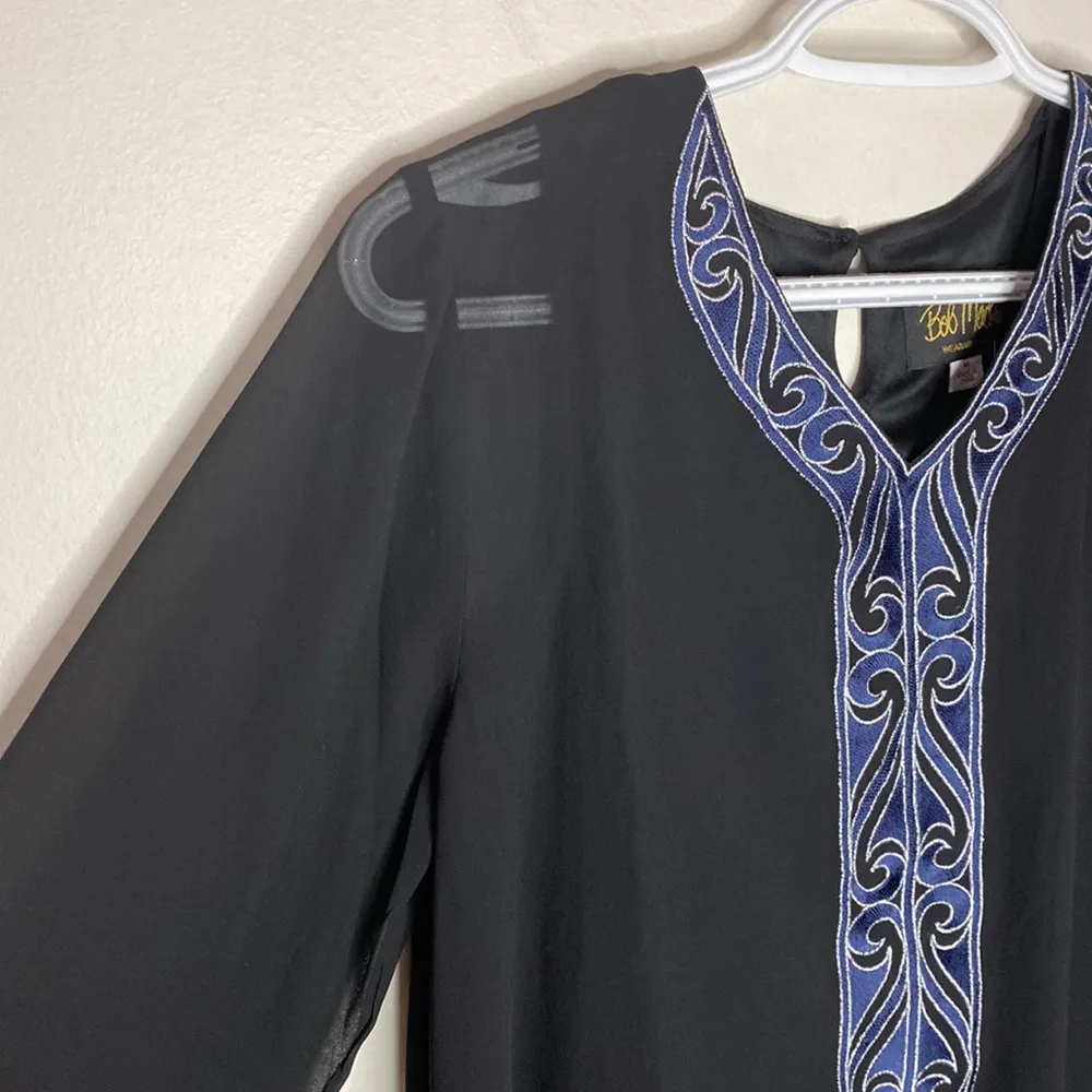 Bob Mackie wearable art scroll embroidered boho tunic size M - Image 6