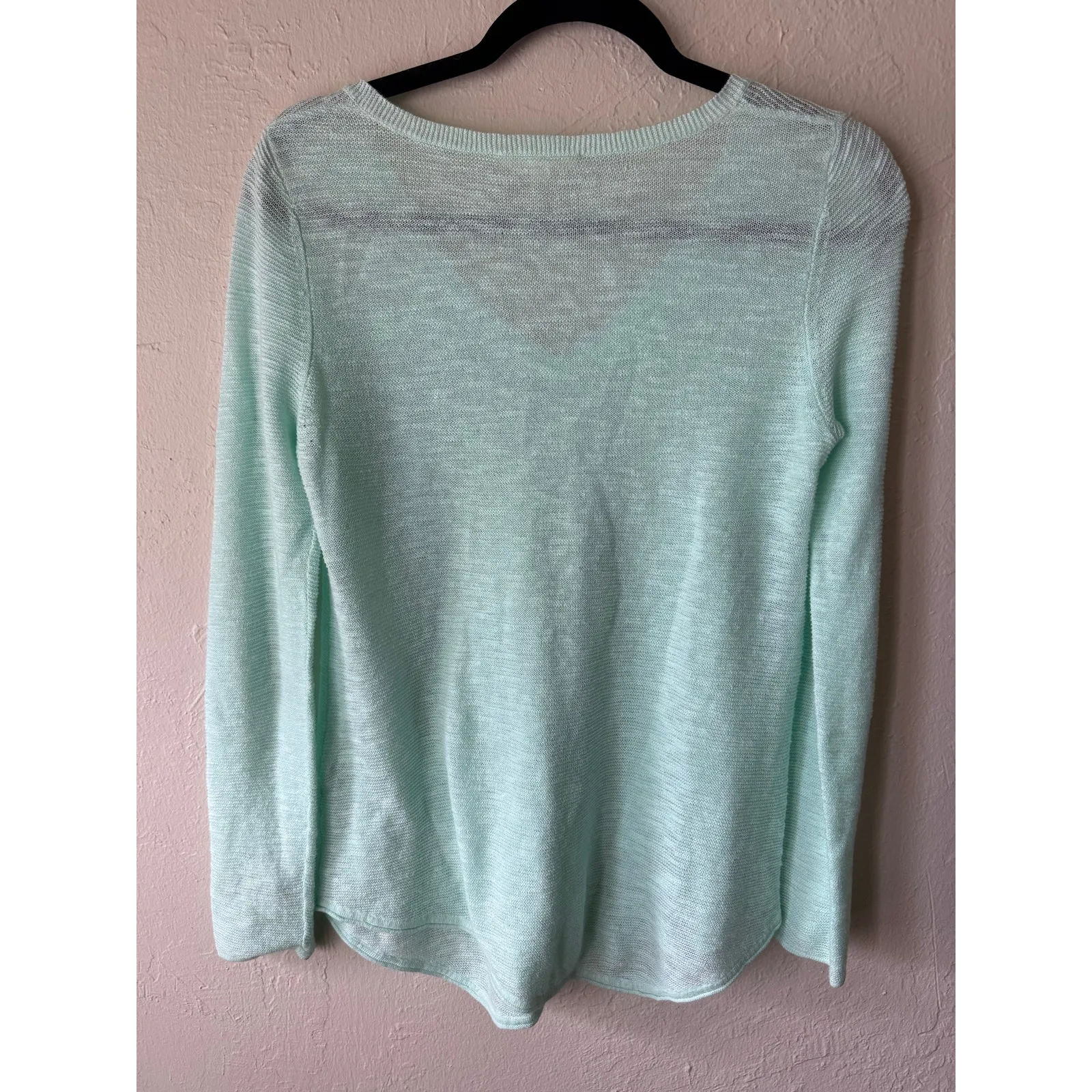 Eileen Fisher Organic Linen/ Cotton Seafoam Blue Summer Sweater - Petite - Image 2
