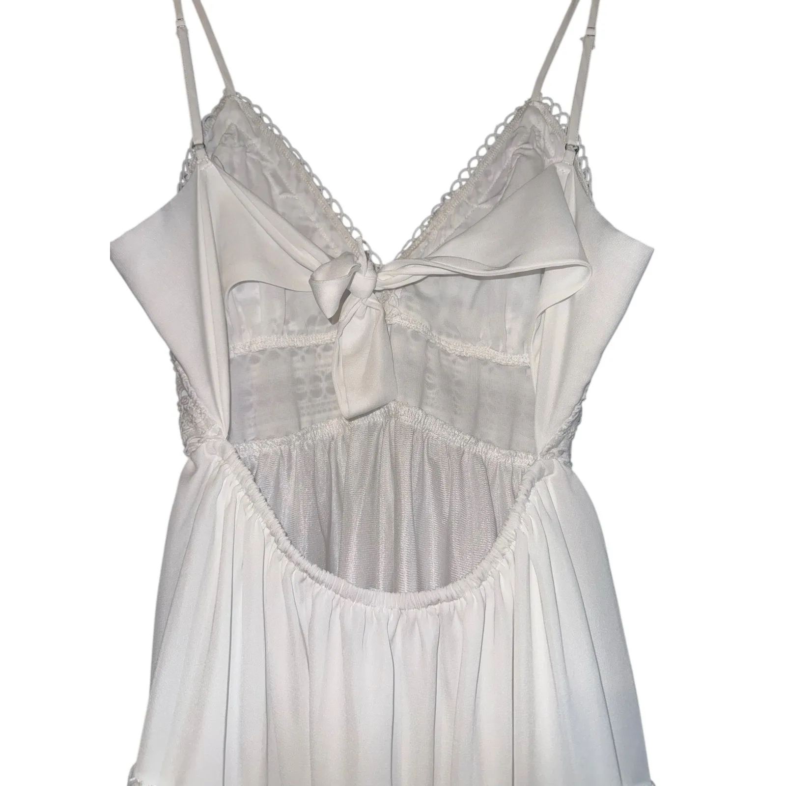 Ecowish Lace Tiered Mini Dress Open Tie Back Women's Large Wedding Beach Resort - Image 7