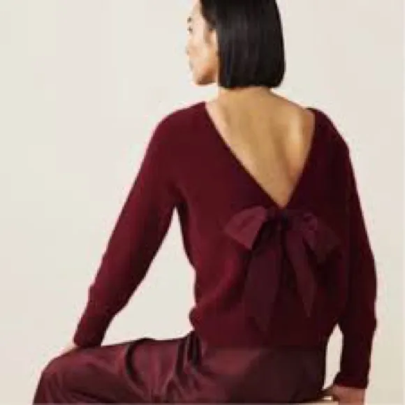 Vineyard Vines Burgundy Lux Bow Back Sweater NWT - Image 7