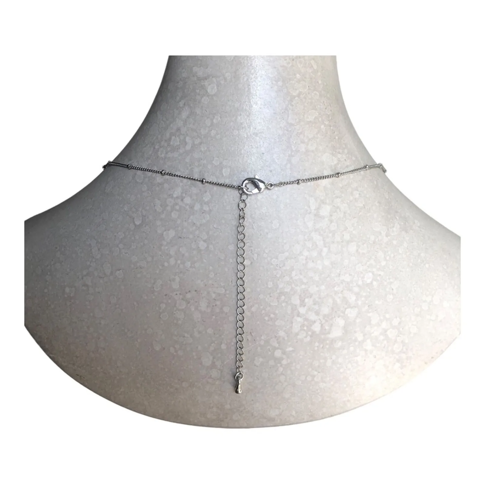 Classic Timeless Silver Plated Small Beads Cubic Zirconia Bar Pendant Necklace - Image 13