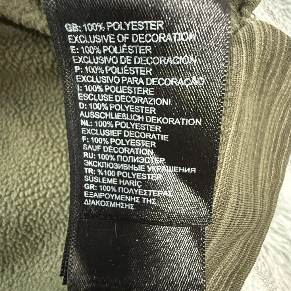 North Face Fleece Lined Pullover Small Long Sleeve Green Drawstring Funnel Neck - Image 10