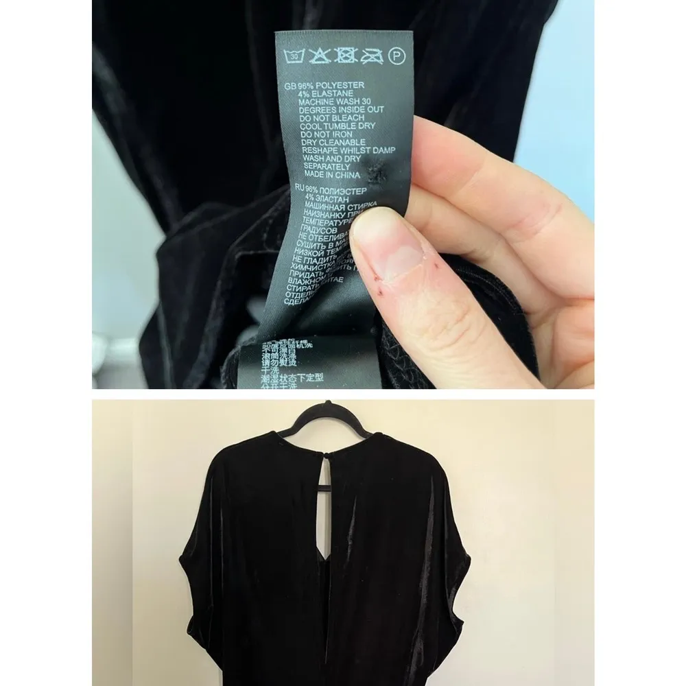 Reiss Loretta black velvet, size 2, subtle Stretch, draped lines, B80, $58 - Image 6