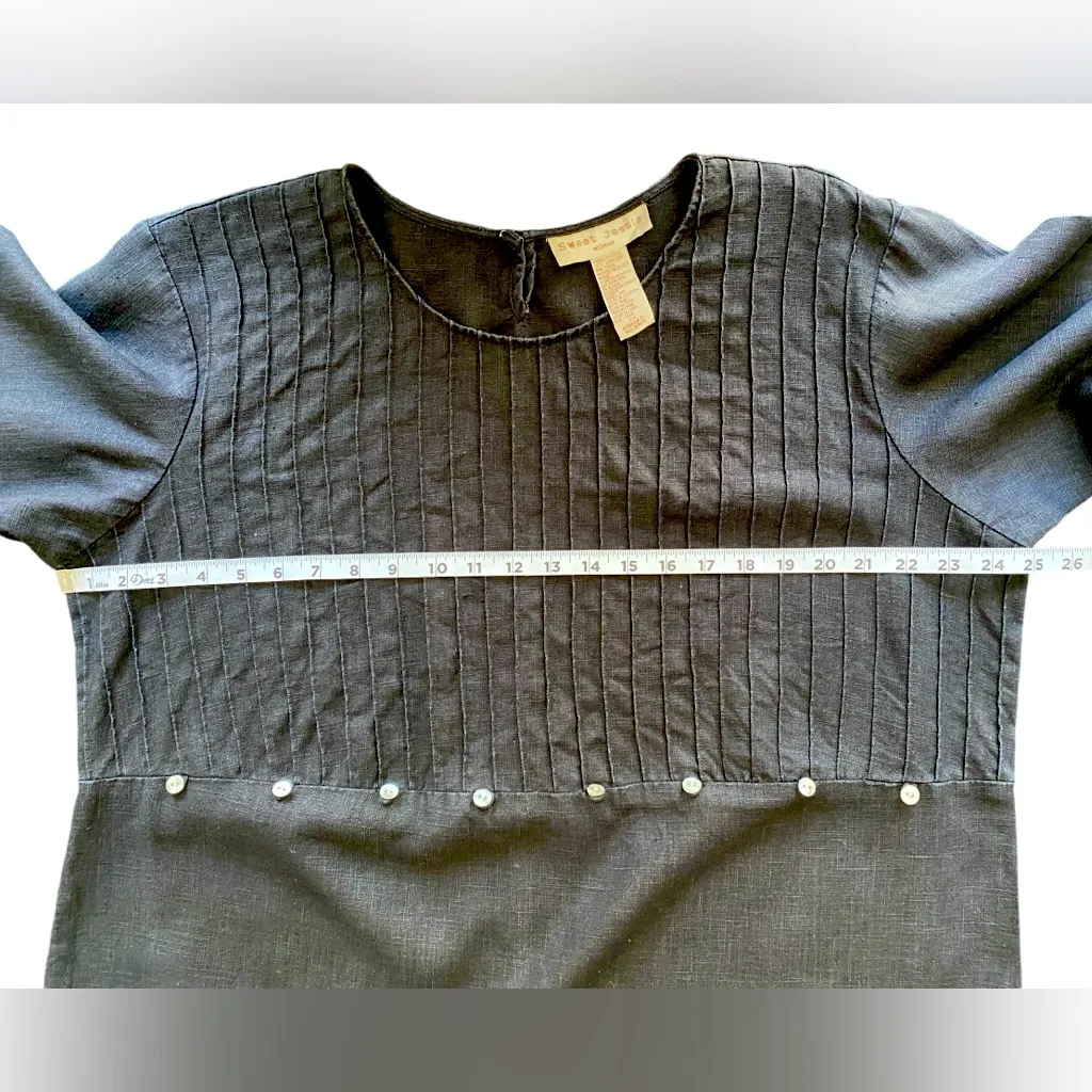 Sweet Jessie Plus Size‎ 100% Linen Long Sleeves Maxi Dress Black Size 2X - Image 4