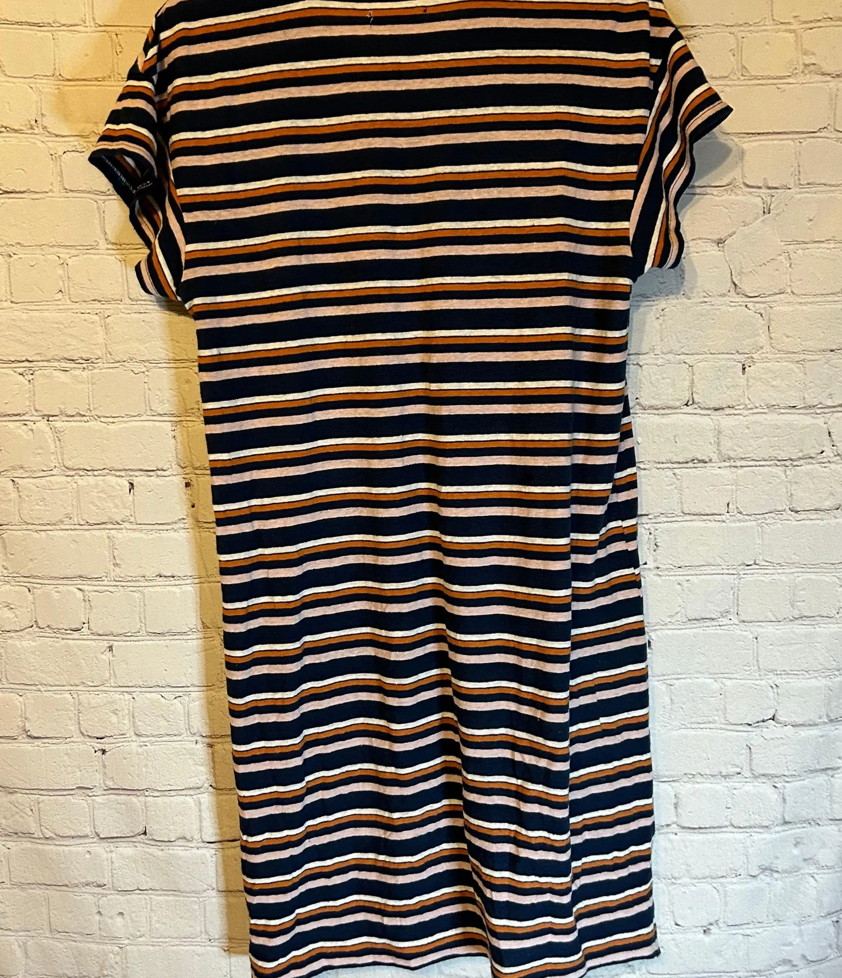 Striped Henley Tee Dress, M - Image 3