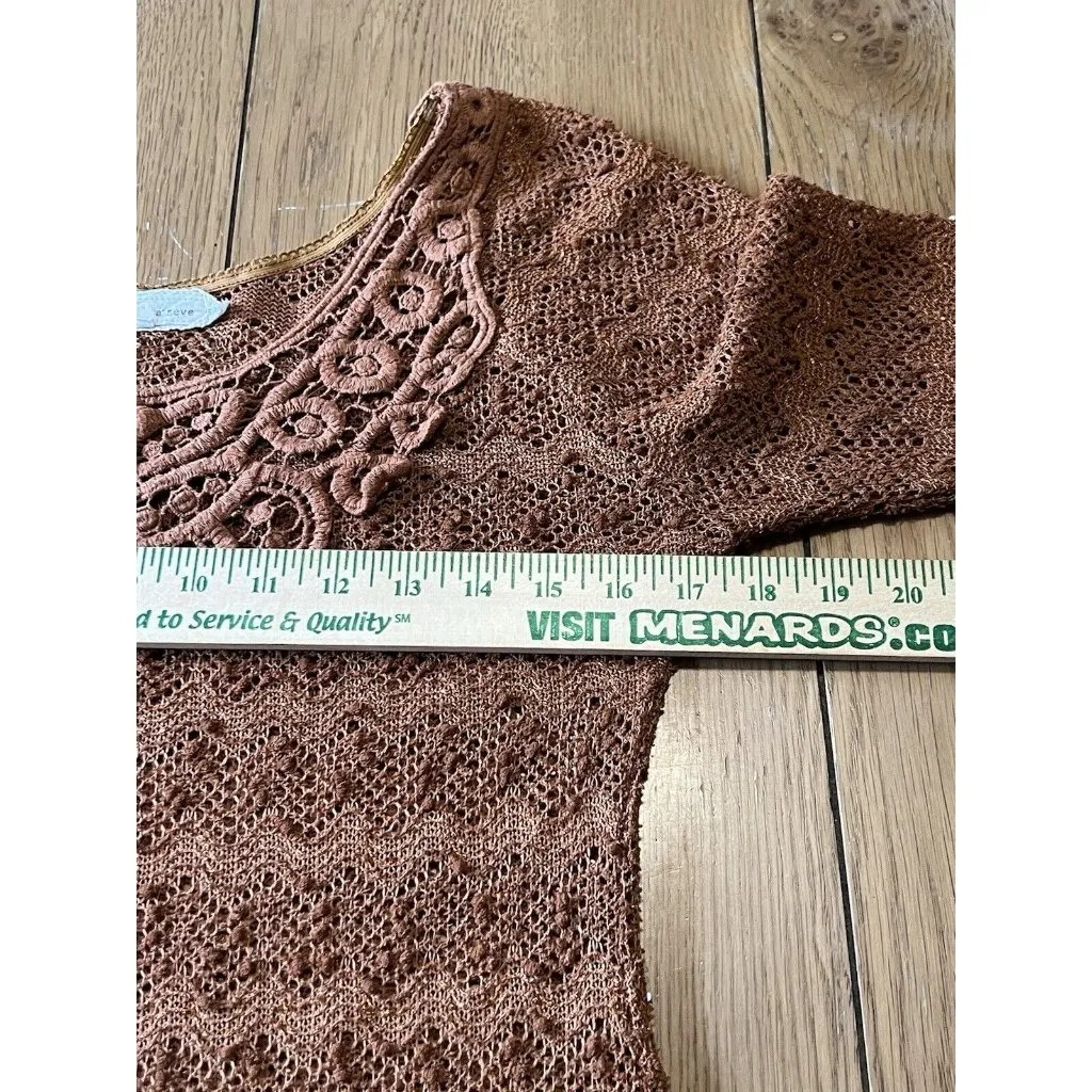 A'REVE ANTHROPOLOGIE Size Medium Crochet Lace Dress Bohemian Boho Designer Hippi - Image 8