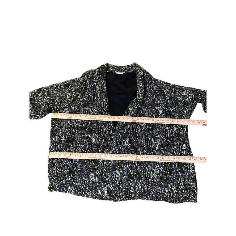 CJ Banks Blouse Womens 3X Used Black Lime - Image 10