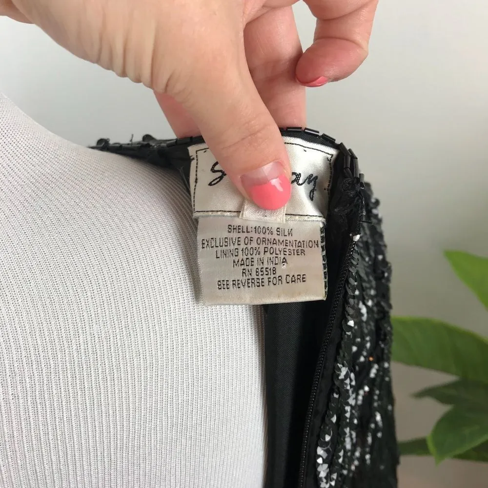 Vintage ste’nay‎ 80’s black sequin cocktail dress Size 6 - Image 7
