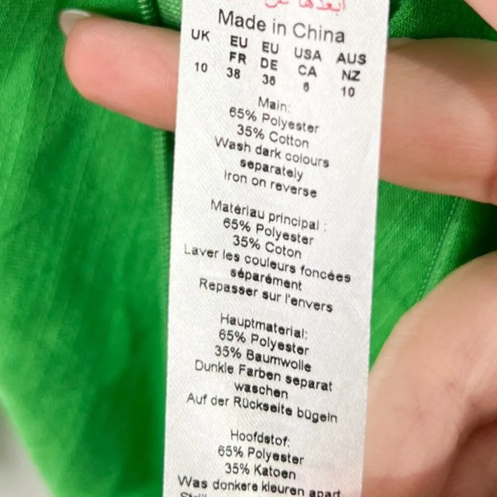 NEW MissPap Plunge Front Romper 6 Green Tie Back Playsuit Linen Look Glam - Image 10