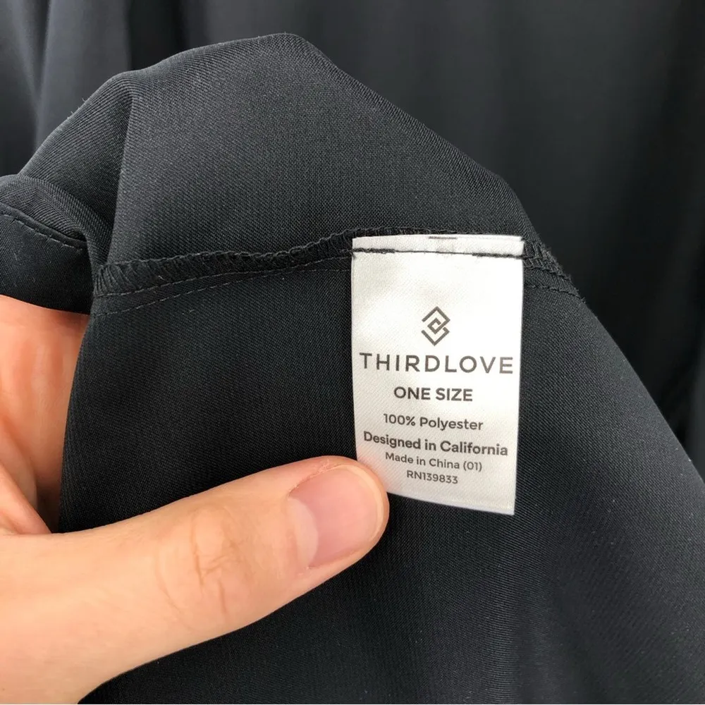 THIRDLOVE Satin Short Robe Black OS - Image 7