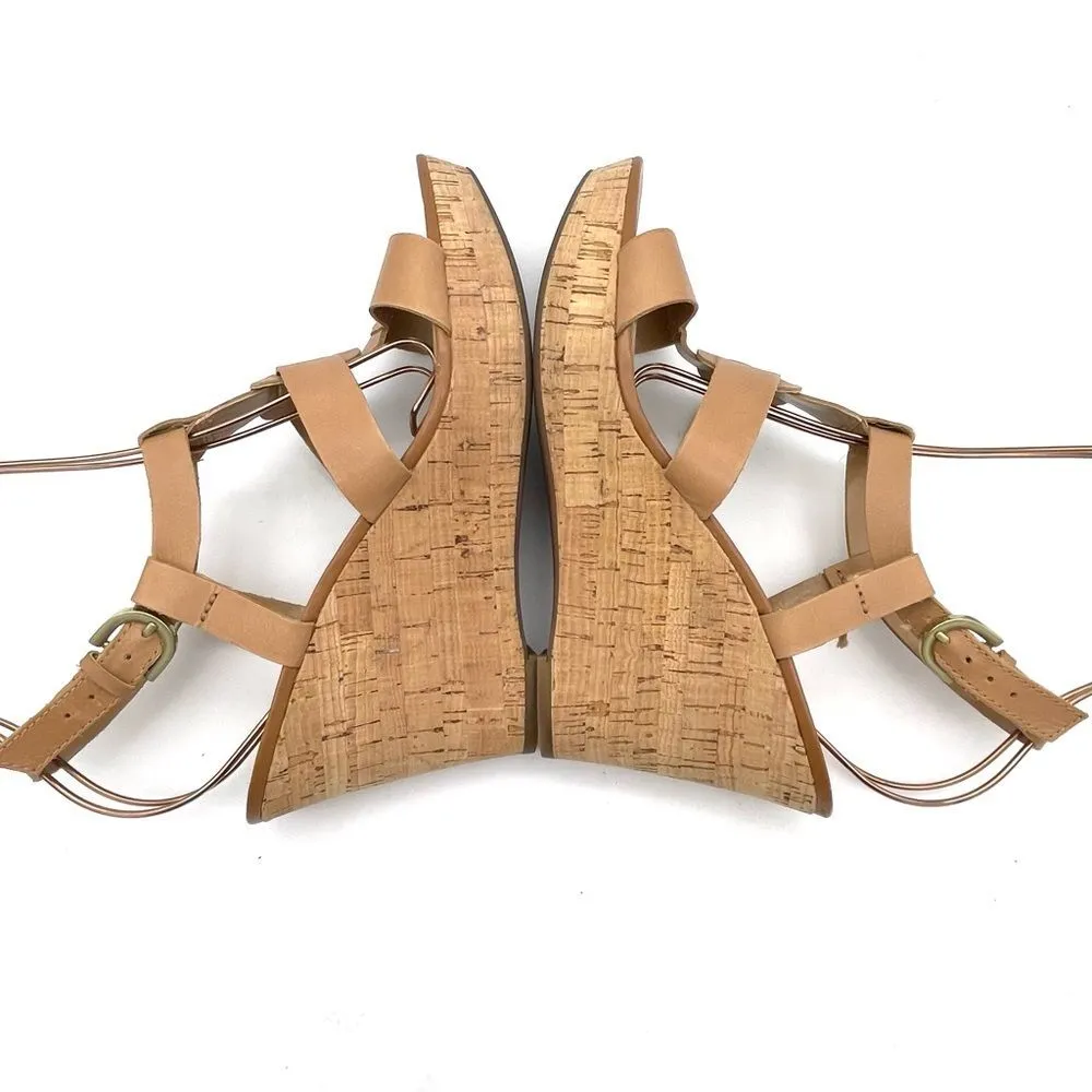 Franco Sarto Cera Tan Leather Strappy Cork Wedge Sandal Shoes Women’s Size 10 - Image 10