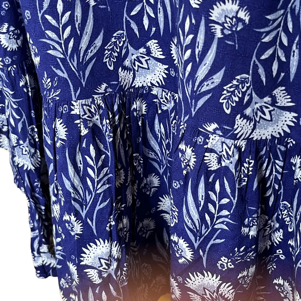 Universal Thread Shirt Blue Cottage Core Floral Ruffle New M - Image 5