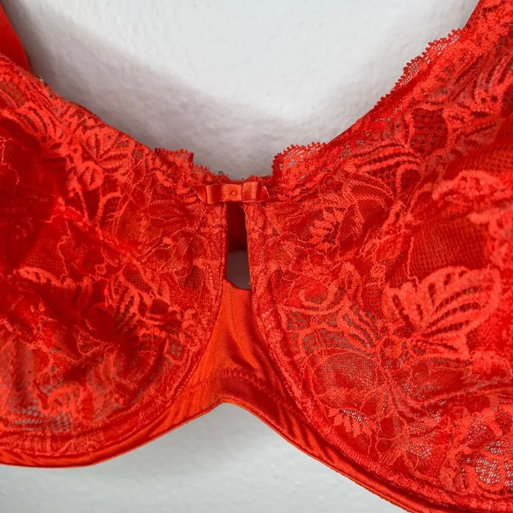 Auden Womens Orange Lace Unlined Full Coverage Underwire Bra Size 42DDD - Image 7