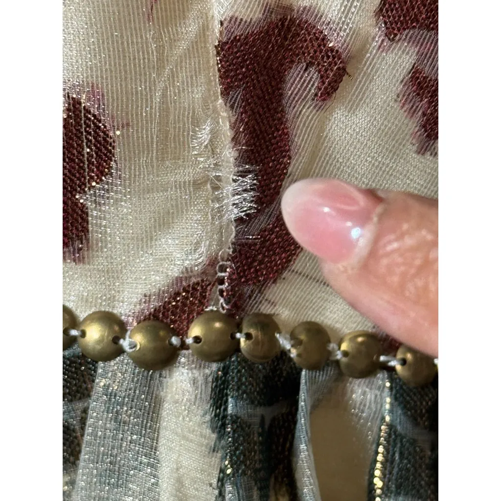 NEW Defects Free People Shimmering Champagne Paisley Mini Dress Sz 4 Green Red - Image 12