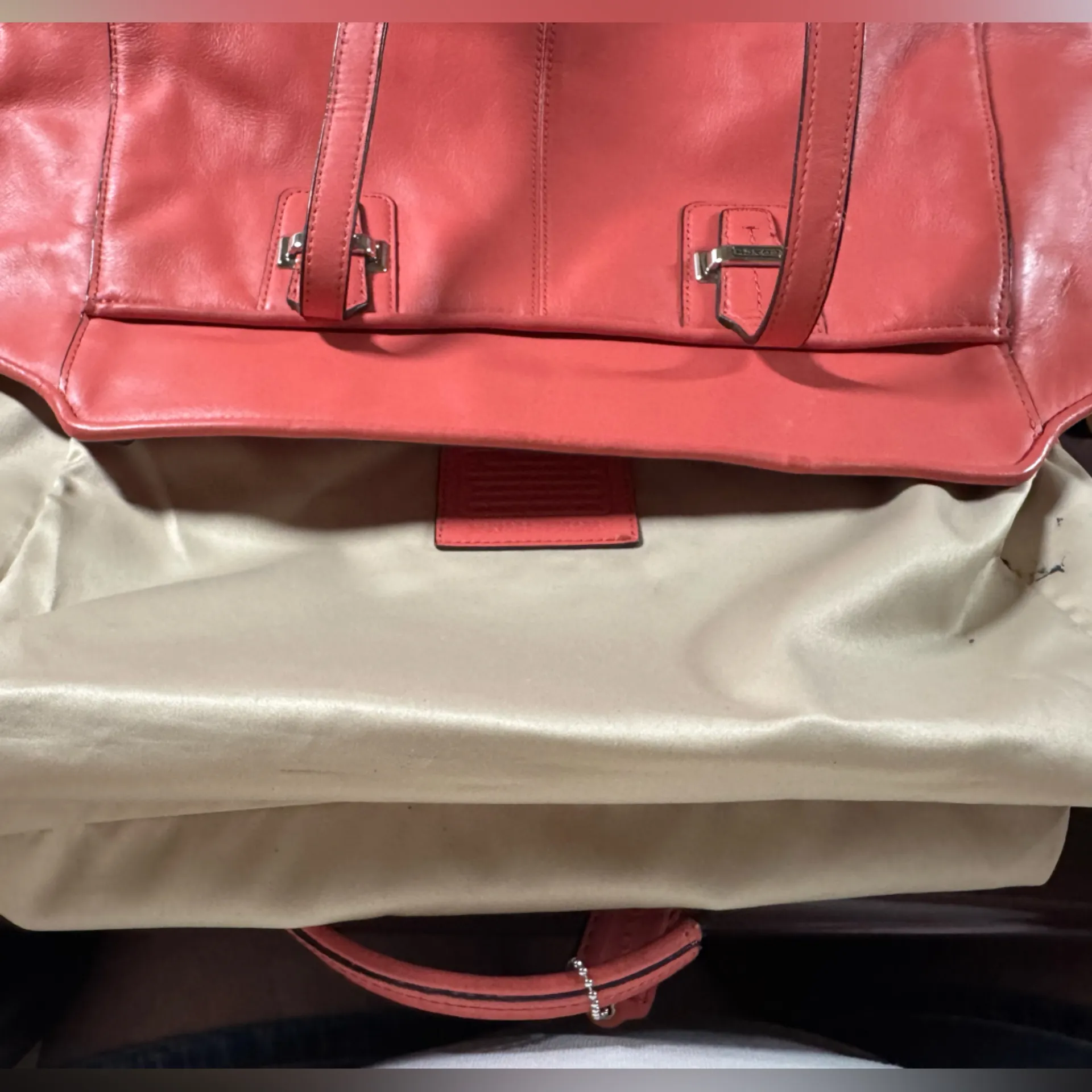 COACH Taylor Leather Alexis Carryall Bag Salmon Rose Tearose Coral F25205 - Image 7