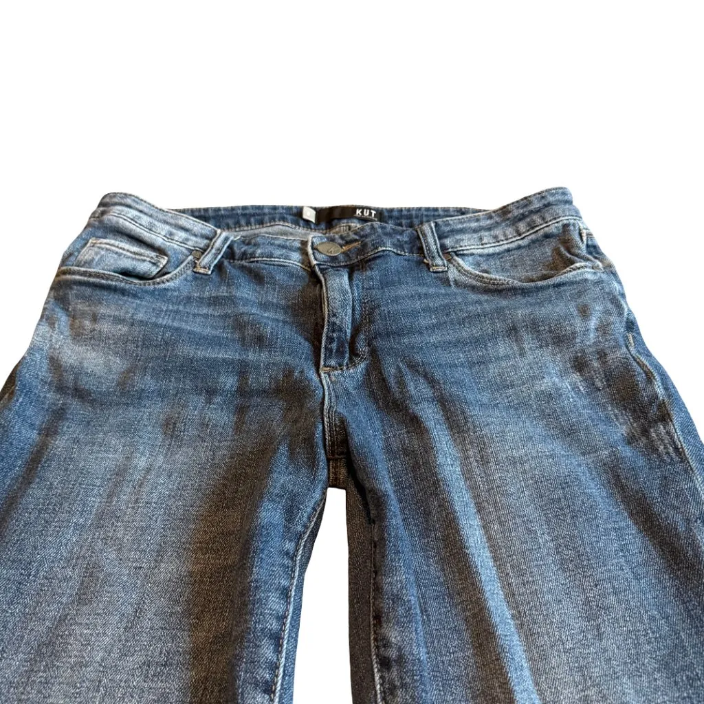 Kut from the Kloth Reese Ankle Straight Jeans Chewed Raw Hem Size 8 Women's - Image 2