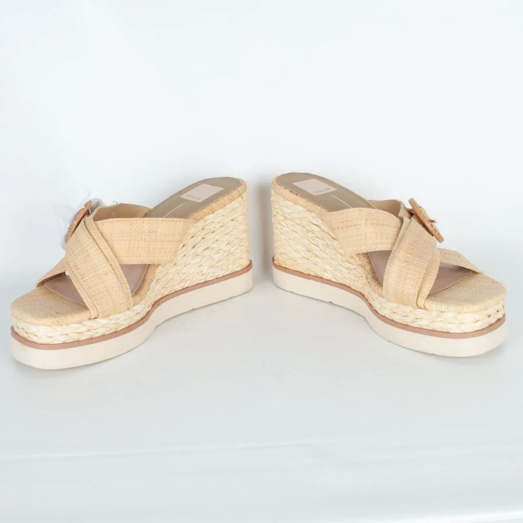 NWOB Dolce Vita Womens Liesel Raffia Espadrille Wedge Sandals Size 9.5 Tan‎ Boho Tan - Image 3