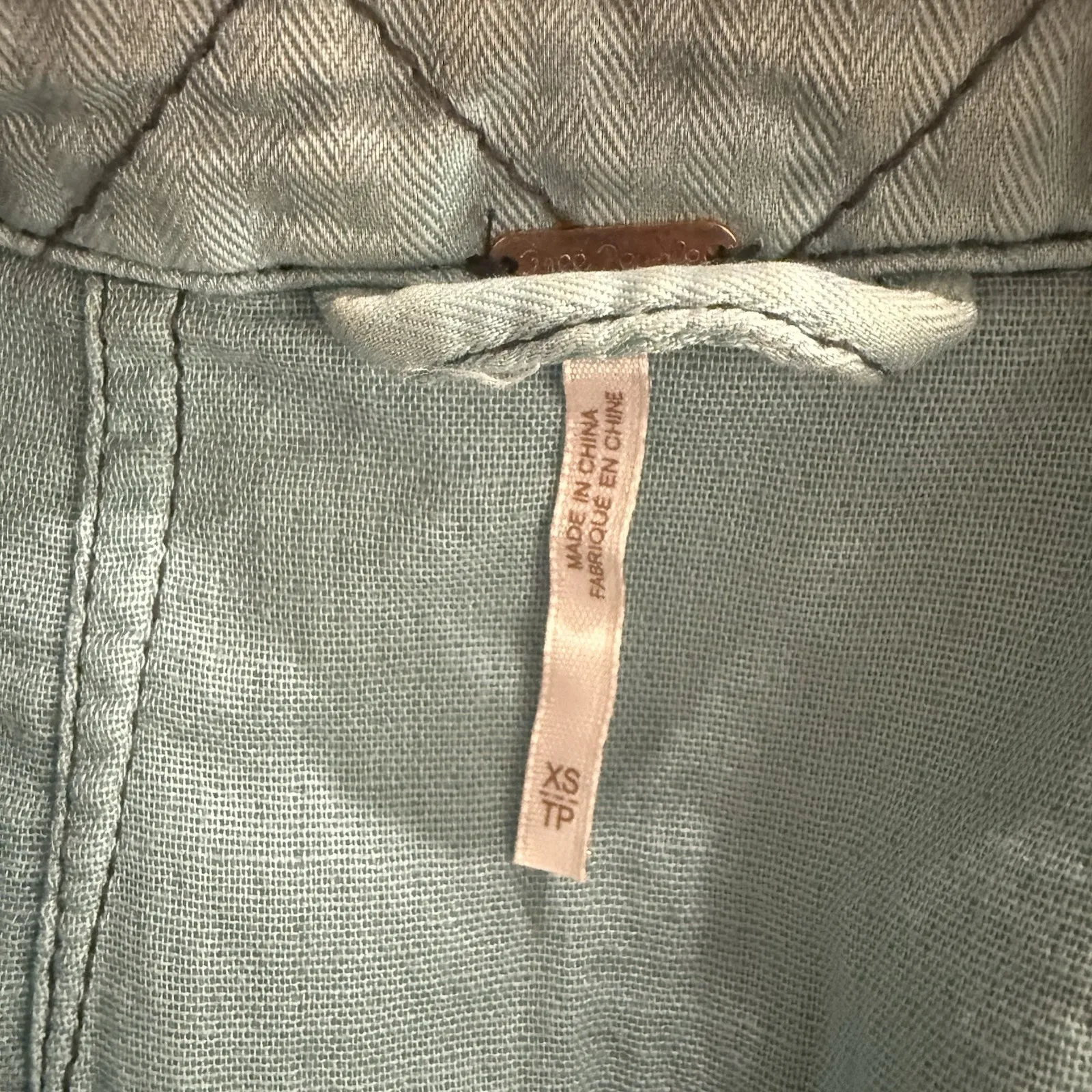 Free People Military Jacket Womens XS Gray Blue Double Cloth‎ Utility Coat - Image 4