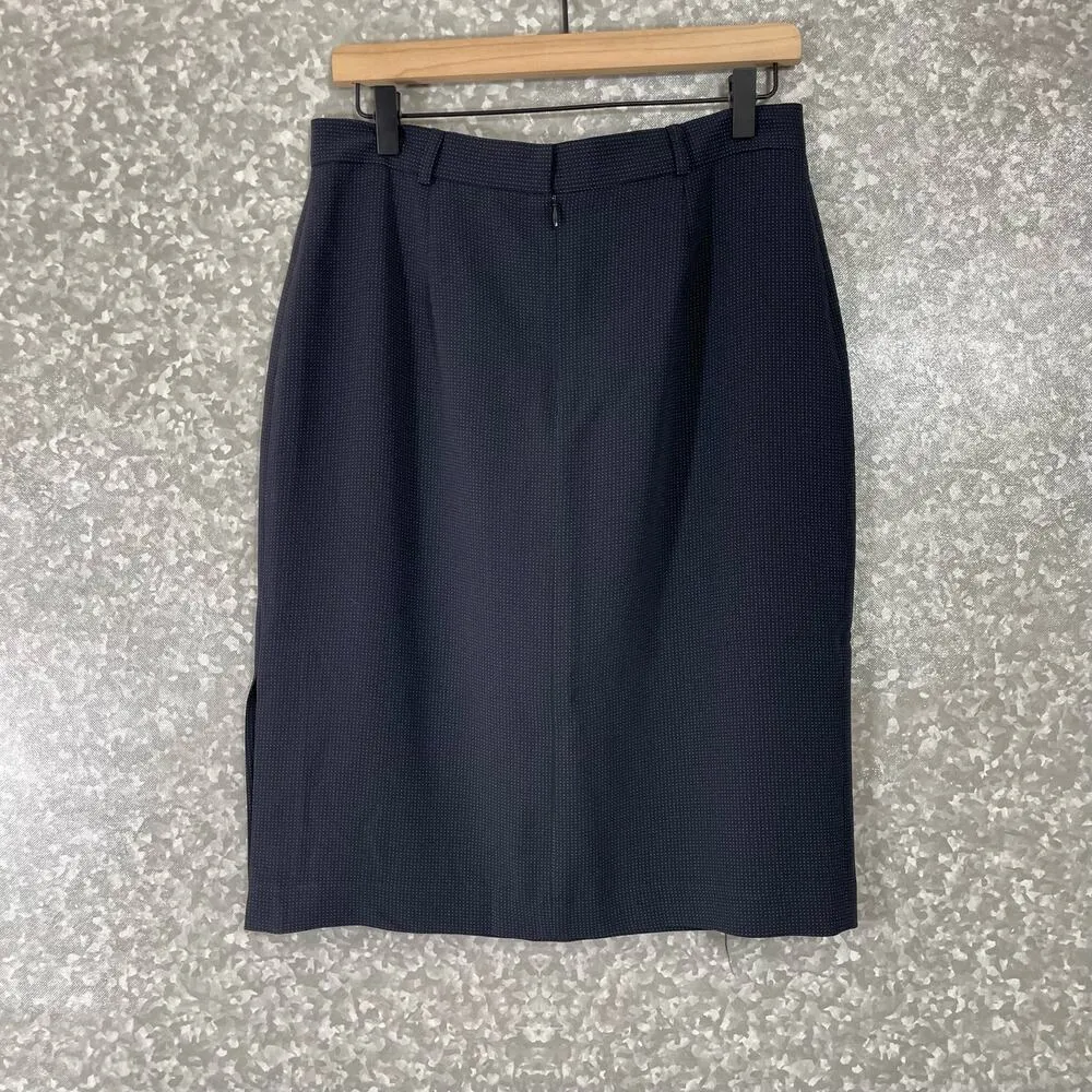 Louben Navy Blue Dotted Career Straight Pencil Skirt - Image 6