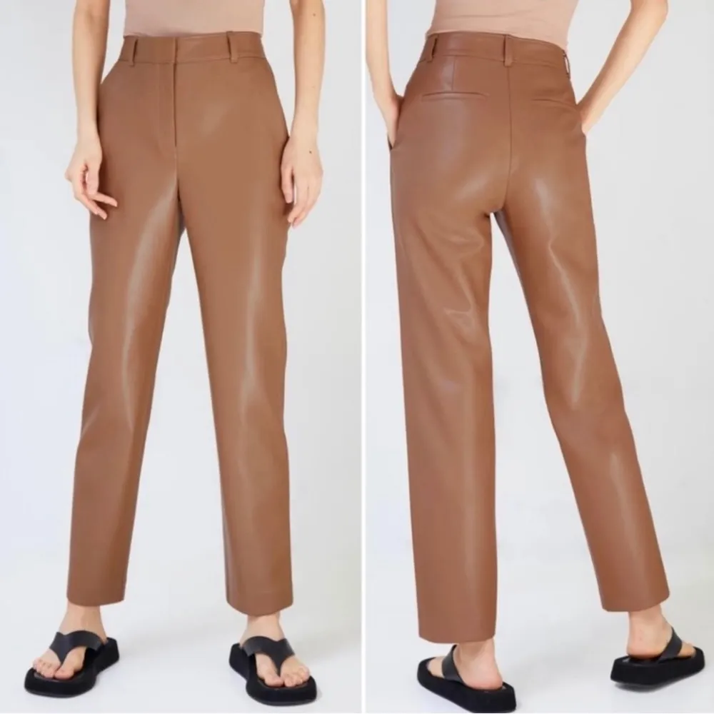 Aritzia Babaton Vegan Leather Command Cropped Pant In Camel Size 00 - Image 2