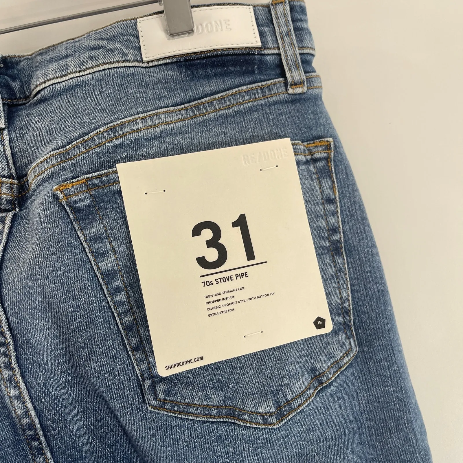 Re/Done Women's Size 31 Stove Pipe 70s Jeans Indigo Storm Blue Straight Leg NWT - Image 10