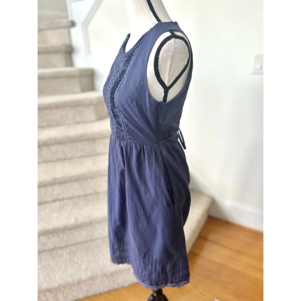 Moulinette Soeurs Slate Blue Pin Tuck Pleat Sleeveless Dress - Image 3