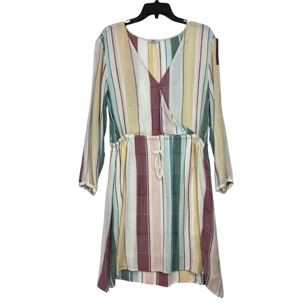 Rails Becca Cusco Striped Long Sleeve Surplice Tie Waist Mini Dress M - Image 3