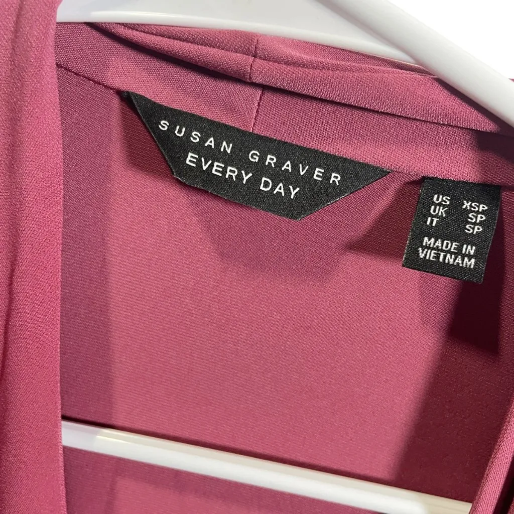 Susan Graver XS Long Sleeve Open Front Cardigan Pink Pockets - Image 3