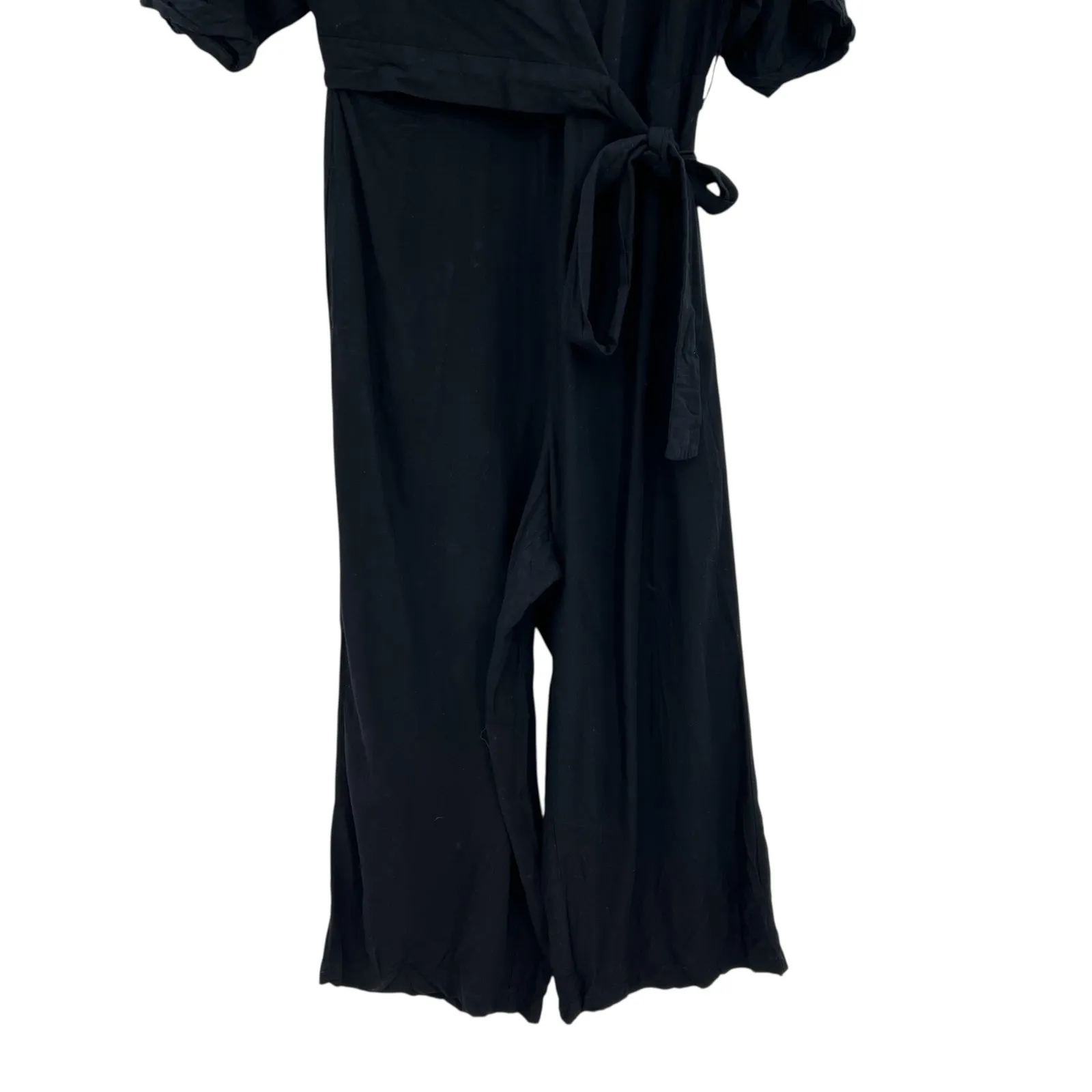 AllSaints‎ Laurel Jumpsuit Wrap Wide Leg Cropped Black Size XS - Image 7