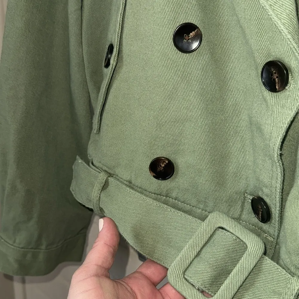 Blank NYC jacket Green Double-Breasted cropped trench medium NEW moto - Image 3