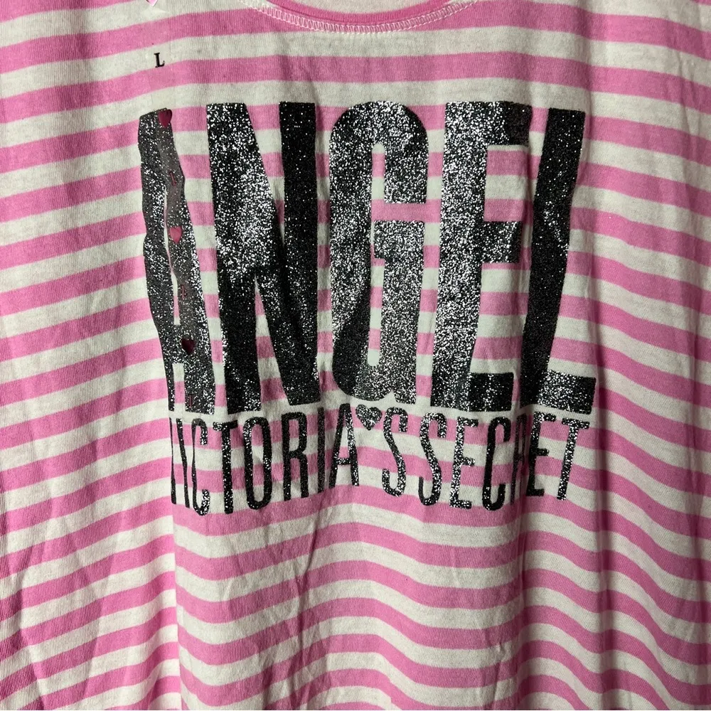 Victoria's Secret Women's Striped Crewneck Graphic Logo Short Sleeve Sleepwear - Image 6