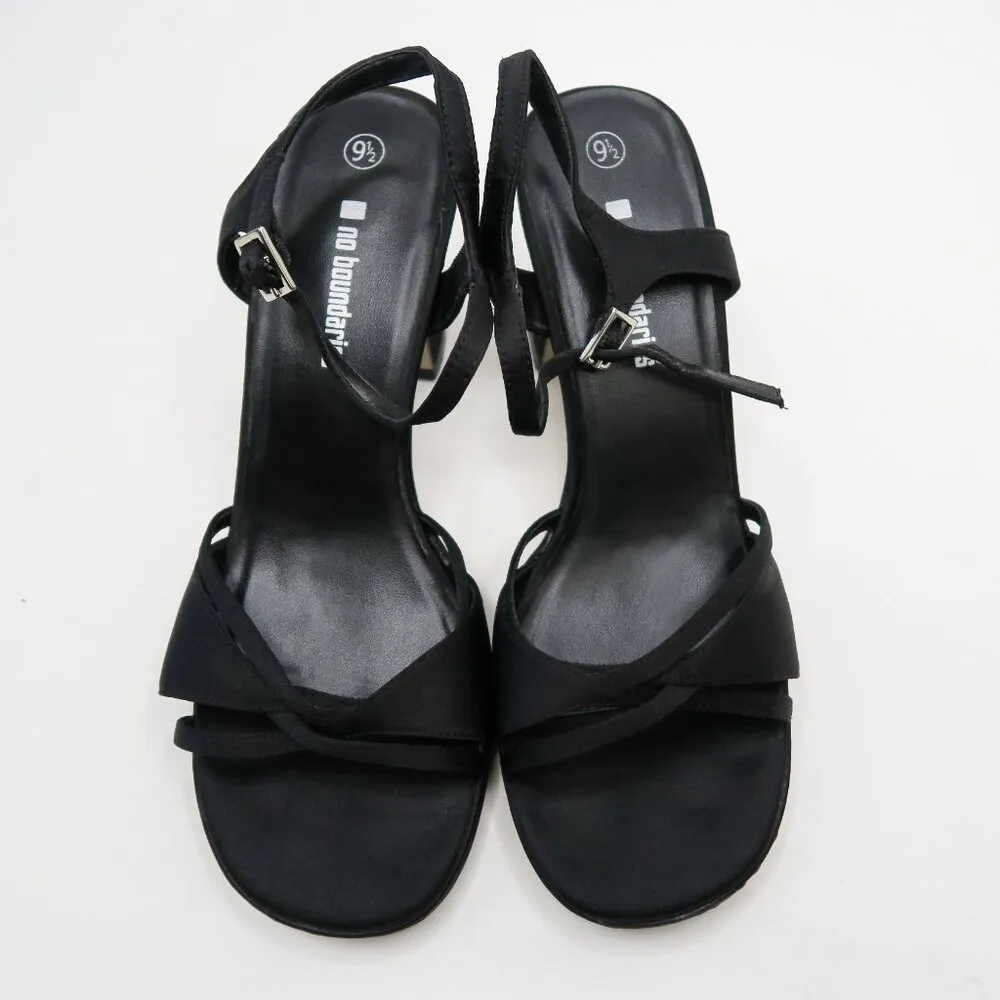 Vintage Y2K No Boundaries Black Satin Block Heels - Image 4