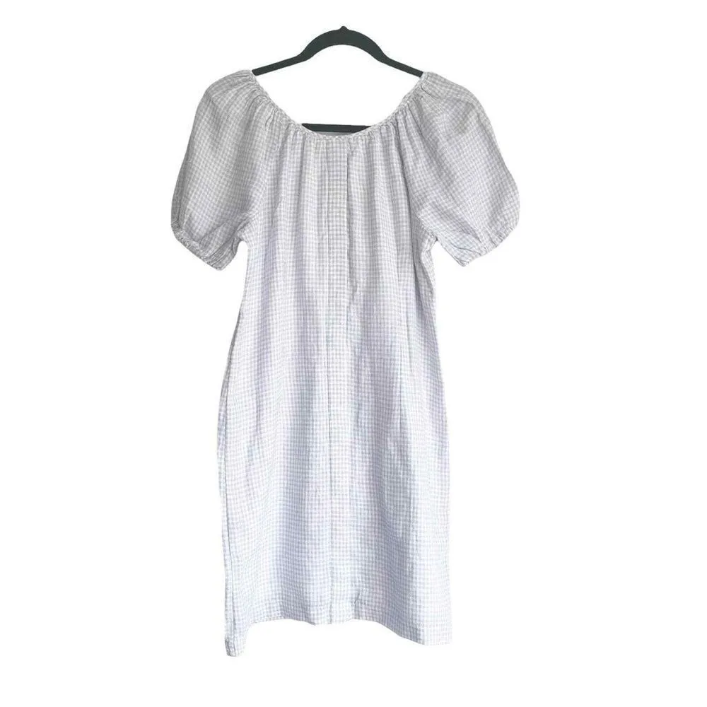 J. Crew White Peri Shadow V-Back Linen Shirtdress In Gingham - Image 5