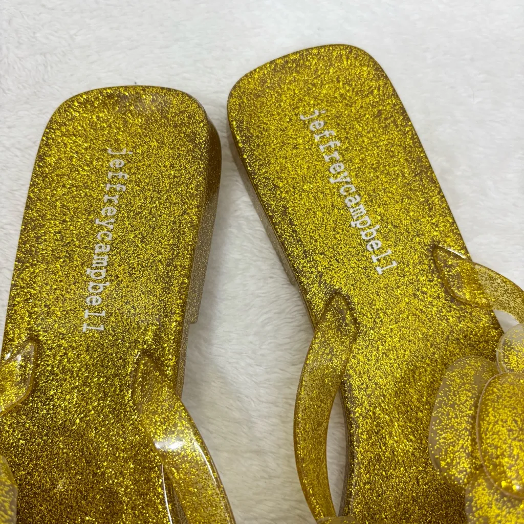 Jeffrey Campbell Jelly Flip Flop Sandal Women’s 7 Floralee Gold Metallic New - Image 4