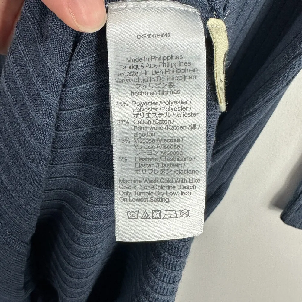 Madewell Button Front Midi Dress Women M Ribbed Knit Minimalist Work Chic Preppy - Image 6