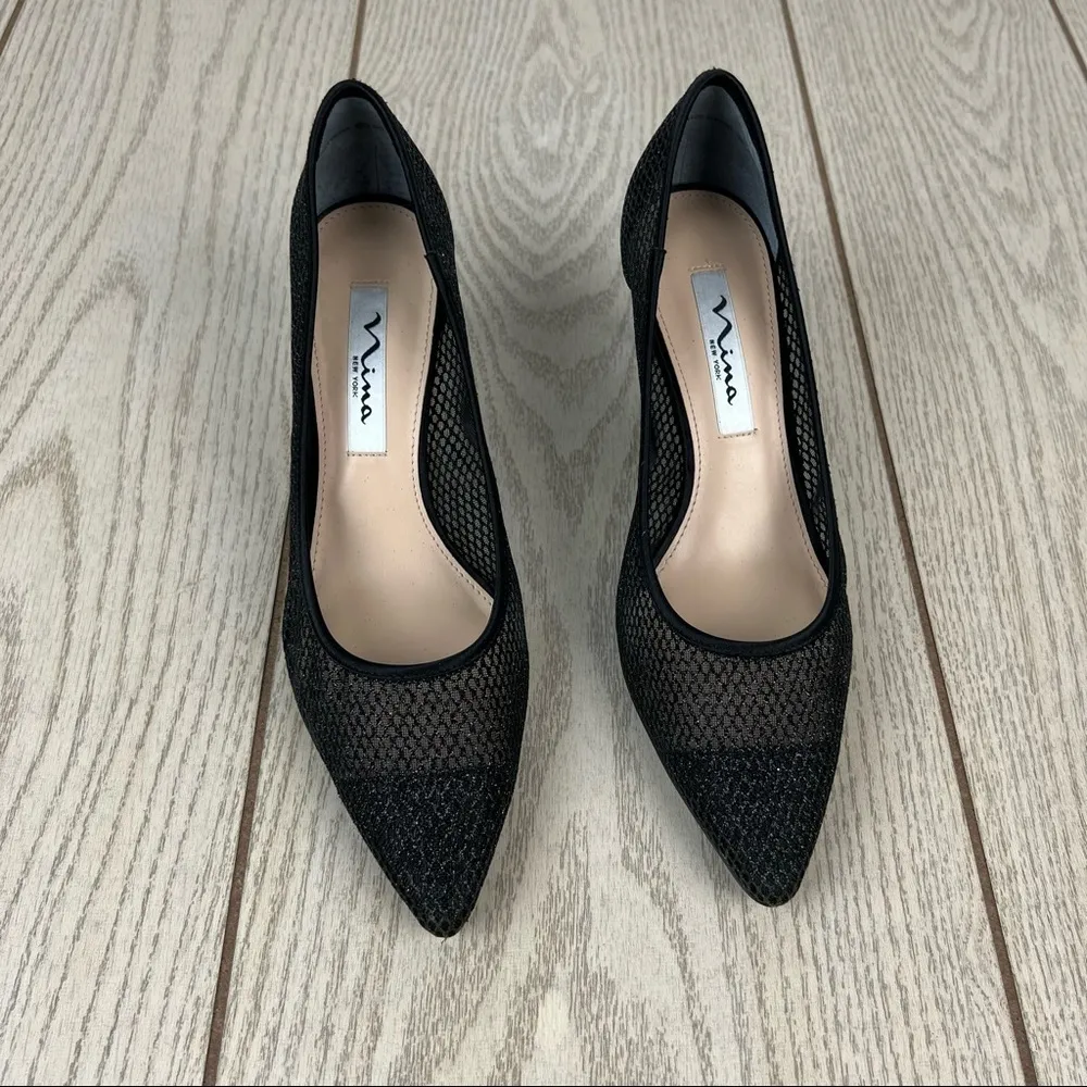 Nina Niley Evening Lined Mesh Cap Toe & Heel Pumps US7.5M/EUR37.5 Black $99 - Image 3