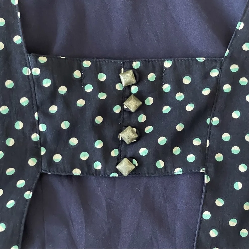 American Eagle Cap Sleeve Blue Polka Dot Mini Dress Size 00 - Image 10